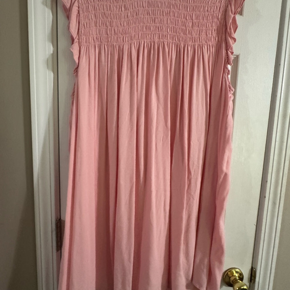 Crown & Ivy Blush Ruffle Sleeve Mini Dress